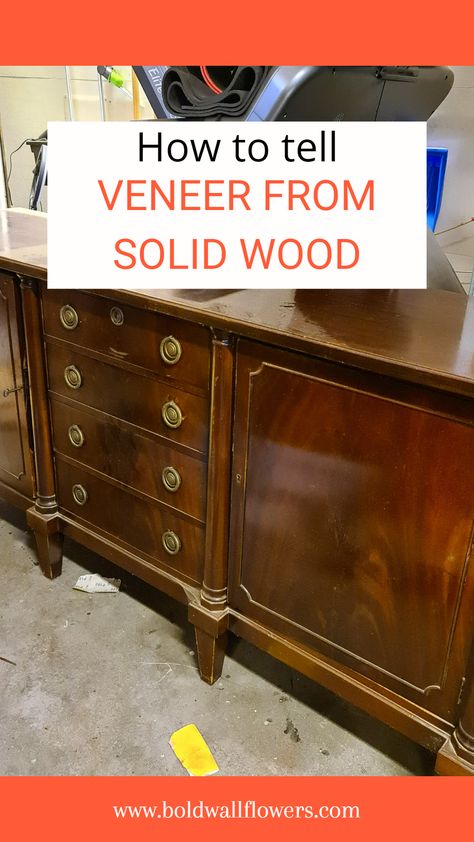 How To Refinish Veneer Furniture, How To Apply Wood Veneer, Painting Wood Veneer Furniture, Refinish Veneer Furniture, Refinish Mahogany Furniture, How To Paint Veneer Furniture, Refinishing Veneer Furniture, Veneer Furniture Makeover, Painting Veneer Furniture