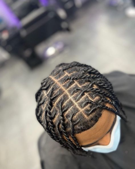 Men Hairstyles Braids Black, Plug Twist Men, Cainrows Into Twists Men, Plug Twists Men, Y Twist Men, Rope Twist Locs Styles Men, Kamakazi Twist, Kamikaze Twist Hairstyle Men, Two Strand Rope Twist Men