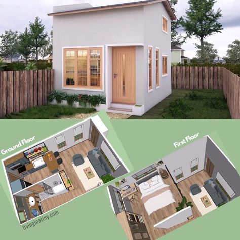 Small House Blueprints, Small House Layout, Tiny House Loft, Tiny House Layout, Small House Floor Plans, House Floor Design, Tiny House Floor Plans, Model House Plan, Minimal House Design