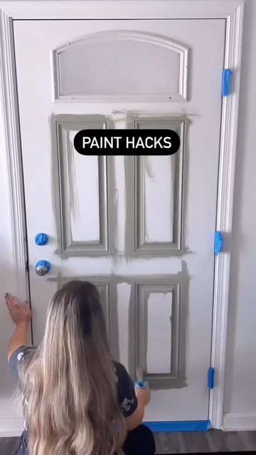 Paint Inside Door, Painting Metal Doors, Crown Paint, Paint Hacks, Inside Front Door, Fixer Upper Diy, Painting Doors, Painting Tricks, Gray Room