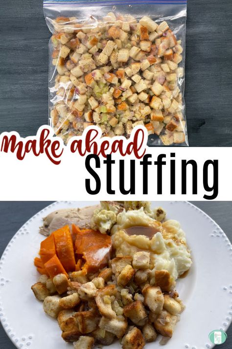 Make Ahead Stuffing - Freezer Meals 101 Gluten Free Thanksgiving Sides, Make Ahead Stuffing, Holiday Casseroles, Best Freezer Meals, Gluten Free Stuffing, Mental Load, Homemade Stuffing, Freezer Meal Planning, Make Ahead Freezer Meals