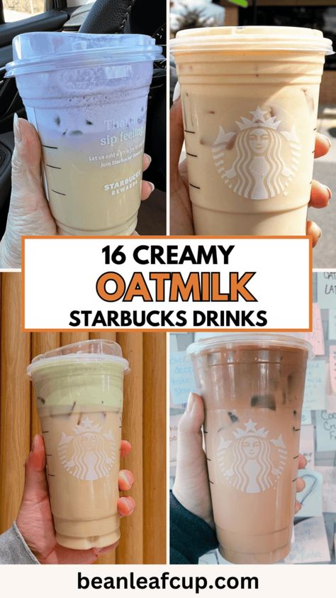 Discover the best oatmilk drinks at Starbucks! From creamy lattes to refreshing iced options, these dairy-free delights are perfect for any time of the day. Find your new favorite beverage and enjoy a healthier twist on your go-to Starbucks drink! Starbucks Drinks Keto Friendly, Heavy Cream Starbucks Drinks, Starbucks Recipes Oatmilk, Starbucks Milk Drinks, Oat Milk Coffee Starbucks, Trenta Starbucks Drink, No Coffee Starbucks Drinks Ideas, Oat Milk Starbucks Drinks Order, Oatmilk Starbucks Orders