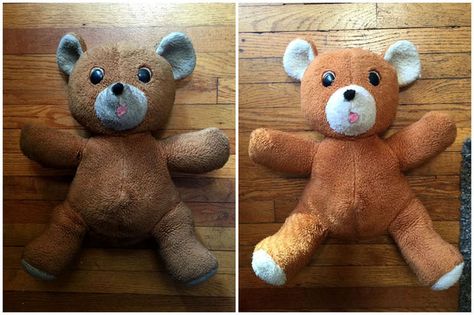 Restore a much-loved stuffed animal so he can live to be loved by a new generation of kids. #heirloom Stuffed Animal Restoration, Clean Stuffed Animals, Old Baby Clothes, Old Teddy Bears, 35 Years Old, Teddy Bear Clothes, Sewing Basket, Diy Home Cleaning, Bear Bear