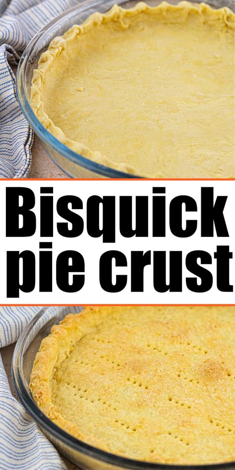 Bisquick pie crust with no egg is easy to make. Fill with apple pie, meat or quiche inside for dinner or dessert with 3 ingredient pie crust. Easy Pot Pie Crust, Bisquick Pie Crust, Bisquick Pie, Easy Flaky Pie Crust Recipe, 3 Ingredient Pie, Quiche Crust Recipe, Easy Flaky Pie Crust, Quiche Pie Crust, Easy Microwave Recipes