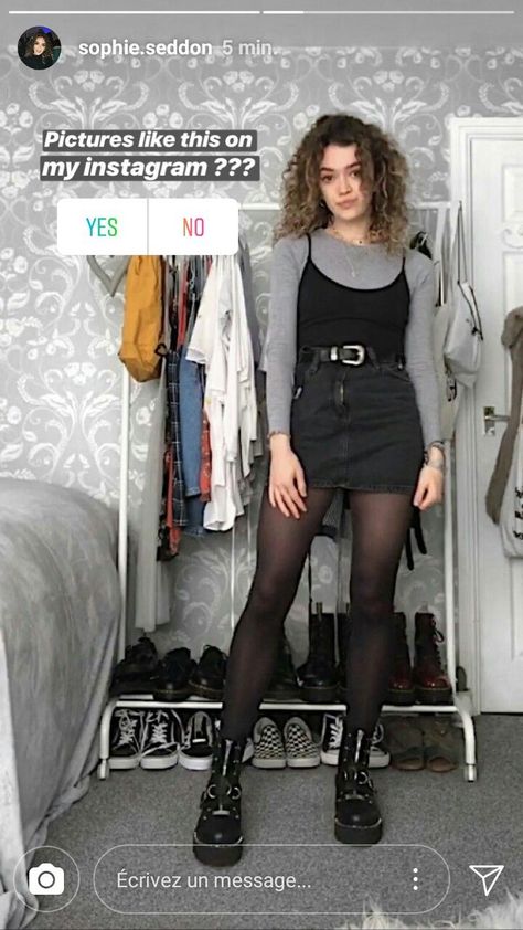 Jean Skirt Leggings Outfit, Skirt Demin Outfit, Grey Tank Top Outfit Winter, Black Jean Skirts Outfit, Dark Grey Denim Skirt Outfit, Jean Skirt Black Tights Outfit, Converse Tights Skirt Outfit, How To Style A Black Jean Skirt, Grey Long Sleeve Shirt Outfit Aesthetic