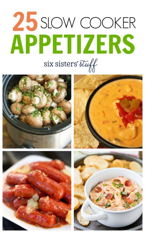 25 Throw and Go Slow Cooker Appetizers Crockpot Appetizers Finger Foods, Group Snacks, Appetizers Finger Foods, Slow Cooker Appetizers, Crockpot Appetizers, Six Sisters Stuff, Six Sisters, Best Casseroles, Delicious Appetizer Recipes