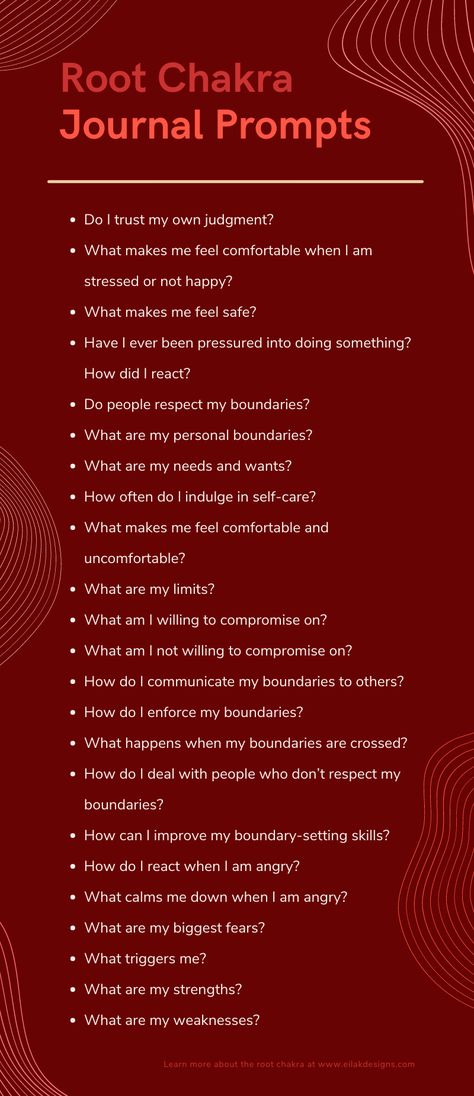 Root Chakra Questions, Shadow Questions To Develop Root Chakra, Root Chakra Journaling, Root Chakra Exercises, Shadow Work For Root Chakra, Root Chakra Recipes, Root Chakra Prompts, Shadow Work Root Chakra, Root Chakra Healing Journal Prompts