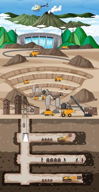 College Poster, Game Ui Design, Mining Equipment, Poster Drawing, Coal Mining, Doodle Art Designs, Nature Backgrounds, Oil And Gas, Book Cover Design