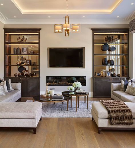 Beige And Grey Living Room, Brown Living Room Decor, False Ceiling Living Room, Indian Living Rooms, Living Room Decor Gray, Sofa Beige, Brown Living Room, Family Room Design, Living Room With Fireplace