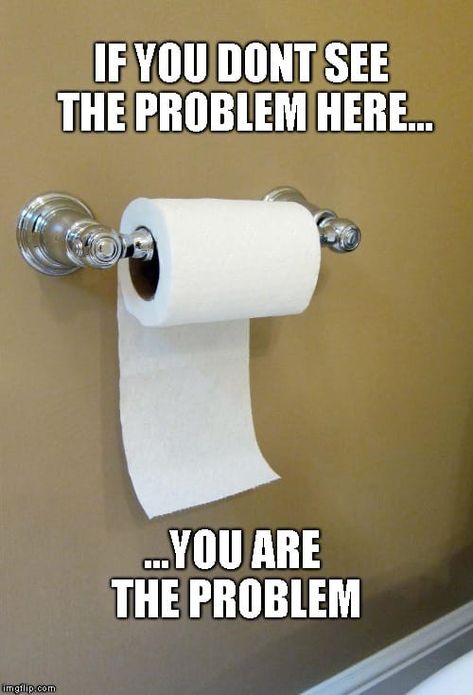 If you don't see the problem here, you are the problem. Funny toilet paper plumbing humor meme. Plumbing Humor, Toilet Plumbing, Toilet Paper Humor, Happy Hippie, Pet Peeves, Bones Funny, Funny Images, Toilet Paper, Funny Stuff