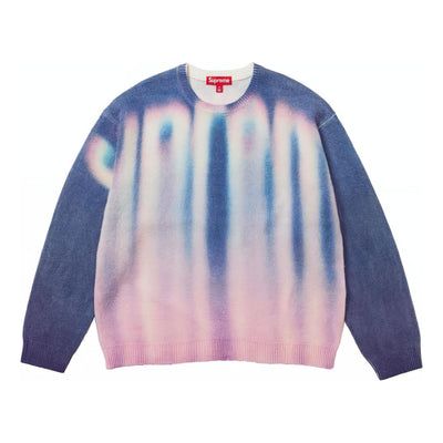 Supreme Blurred Logo Sweater 'Blue White Pink' SUP-FW23-007 Supreme Sweatshirt, Supreme Sweater, Custom Sweaters, Mens Nike Air, Blue Sweaters, Sweater Shop, Large Black, Adidas Men, Blue Man