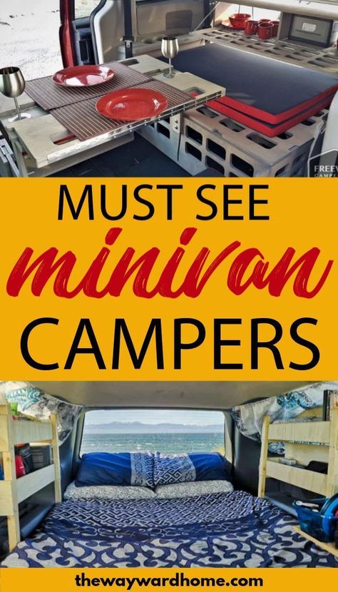 Minivan Storage Ideas, Van To Camper Conversion Diy, Mini Campervan Interior, Diy Van Conversion Ideas, Small Van Conversion Ideas Layout Floor Plans, Mini Van Conversion Minivan Camping, Convert Van To Camper, Conversion Van Interior Ideas, Van Life Must Haves