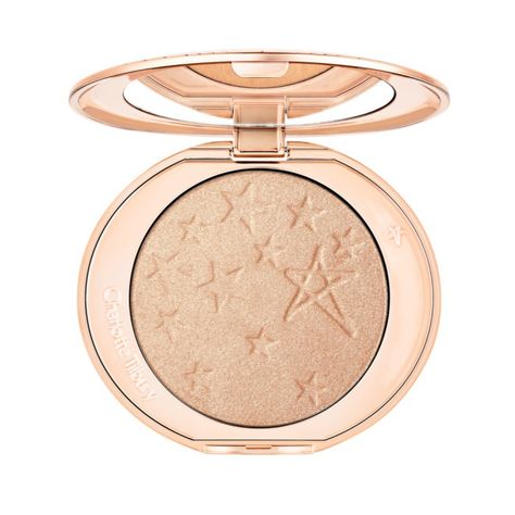 Hollywood Highlighter in Champagne Glow open Charlotte Tilbury Glow, Charlotte Tilbury Highlighter, Brow Hacks, Shopping Challenge, Random Wishlist, Face Highlighter, Lip Tips, Eye Tricks, Dream Makeup