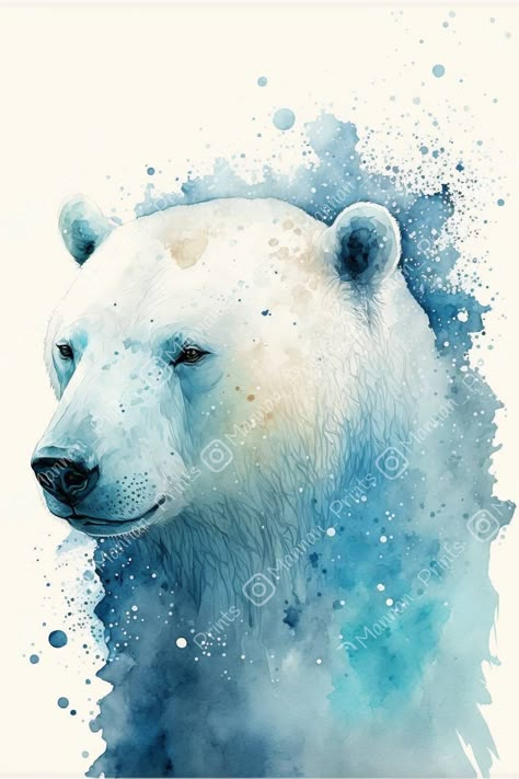 "𝐏𝐑𝐈𝐍𝐓𝐀𝐁𝐋𝐄 𝐀𝐑𝐓 | Watercolour print of a polar bear.  Instantly download, print and frame.  This piece will make the perfect gift for a birthday, or wedding and, printed on high-quality paper or canvas, will look great in any room. The perfect addition to your home decor to brighten up your house. After purchase, you can access your downloads by visiting your Etsy Profile > Purchases and Reviews If you purchased as a 'guest', you will receive an automated email from Etsy containing yo Polar Bear Watercolor, Polar Bear Painting, White Bears, Watercolour Animals, Winter Art Lesson, Dragonfly Wall Art, Bear Watercolor, Bear Paintings, Bear Wall Art