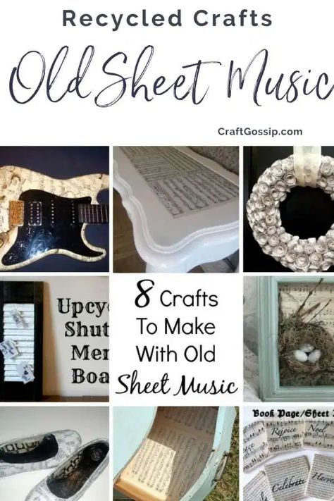 8 Crafts To Make With Old Sheet Music – Recycled Crafts Sheet Music Crafts Diy, Crafts With Music Sheets, Vintage Sheet Music Crafts, Old Sheet Music Crafts, Hymnal Crafts Diy, Crafts Made From Sheet Music, Crafts With Sheet Music, Music Sheet Crafts, Crafts Using Old Sheet Music