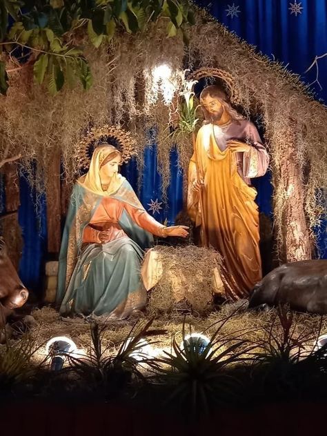 Pesebres Navidad Ideas Grandes, Christmas Nativity Images, Catholic Candles, Church Christmas Decorations, Church Altar Decorations, Church Easter Decorations, Christmas Church, Oh Holy Night, Church Flowers