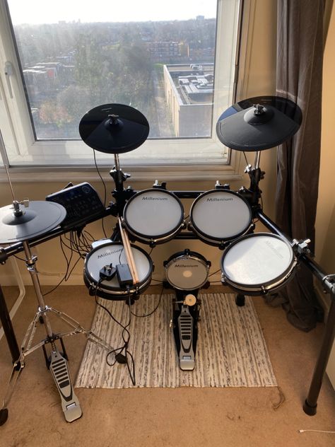 Electric Drum Kit Aesthetic, Electric Drum Set Aesthetic, Drum Set In Bedroom, Electric Drums Aesthetic, Playing Drums Aesthetic, Drum Kit Aesthetic, Drum Set Aesthetic, Drummer Aesthetic, Drums Aesthetic