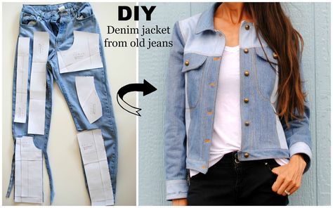 ::::::Click links below to visit page:::::::  For a list of my DIY tutorials that have basic supplies and instructions  click here ... Denim Jacket Pattern, Pola Jaket, Trash To Couture, Clothes Upcycle, Upcycled Denim Jacket, Diy Denim Jacket, Upcycled Jeans, Diy Clothes Refashion, Diy Denim