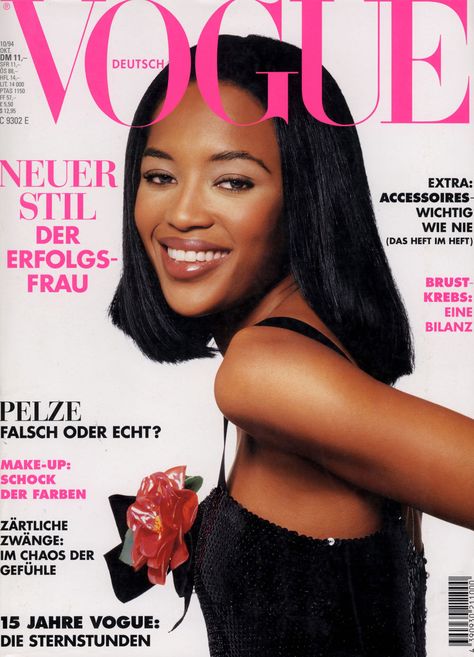 Naomi Campbell Vogue Deutsch October 1994 Spam Pictures, Naomi Campbell 90s, 90's Supermodels, Albert Watson, Lineisy Montero, Vintage Vogue Covers, 90s Chanel, Sweet Disposition, Tatjana Patitz