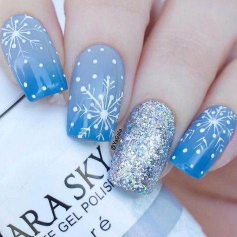 15 Snowflake-Inspired Winter Nail Art Ideas for 2023-2024 - thepinkgoose.com Xmas Nail Designs, Snowflake Nail Design, Snowflake Nail, Snowflake Nail Art, Nails Pretty, Holiday Nail Designs, Winter Nails Acrylic, Christmas Gel Nails, Christmas Nail Art Designs