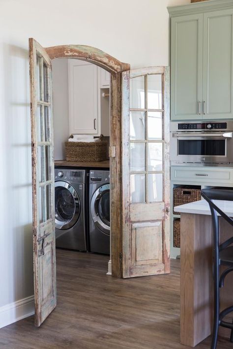 Fire Tower, Recycled House, Laundry Room Doors, Farmhouse Laundry Room, Cottage Style Home, Casa Country, Cottage Style Homes, Indoor Doors, Style Cottage