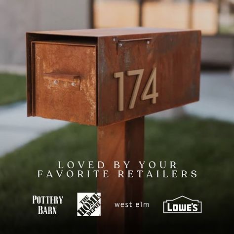 Did you know that you can shop our products at the stores you love most? From Pottery Barn to Home Depot, our curb appeal essentials are trusted by only the best. 🏡🌟 @potterybarn, @homedepot, @westelm, @loweshomeimprovement Concrete Mailbox Ideas, Double Mailbox, Cedar Mailbox Post, Mailbox House, Mid Century Modern Mailbox, Address Signs For Yard, Steel Patina, Custom Mailbox, Steel Mailbox