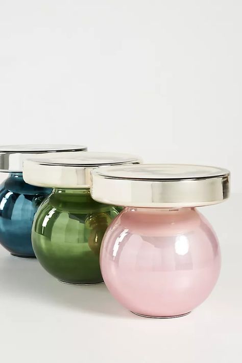 End Tables & Side Tables | Anthropologie Glass Coffee Table Decor, Glass Side Table, Round Glass Coffee Table, Side Table Decor, Table Decor Living Room, Anthropologie Uk, Glass Side Tables, Side Coffee Table, Candles For Sale