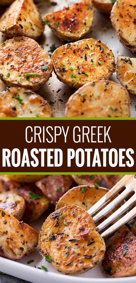 Recipes With Greek Seasoning, Greek Sidedish, Potatoes Russet, Homemade Potatoes, Potatoes Oven, Oven Potatoes, Asparagus Roasted, Greek Roasted Potatoes, Carrots Roasted