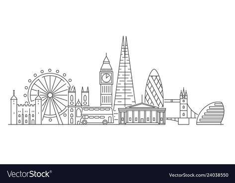 London Skyline Drawing Simple, London Skyline Illustration, London Line Drawing, London Line Art, London Skyline Drawing, London Skyline Tattoo, London Art Drawing, City Line Drawing, London Vector