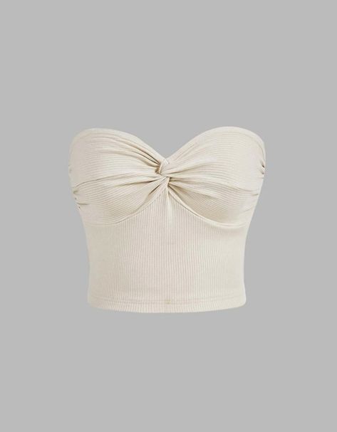 Birthday Style Outfits Summer, Twisted Front Top, Cute Sleeveless Tops, Shein Tube Tops, Cute Crop Tops For Summer, Beige Tube Top, Cute Tops From Shein, Summer Tops Shein, Baddie Tops