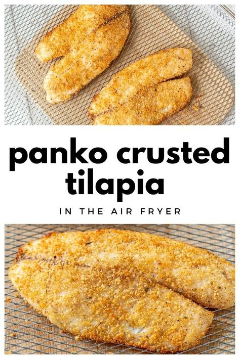 Fish-lovers and skeptics alike will love this crispy air fryer tilapia. It's ready in 15 mins for a quick and healthy weeknight dinner! #chelseadishes #airfryerfish #airfryerrecipes #airfriedfish #tilapiarecipes Frozen Tilapia In Air Fryer, Talapia Ideas Air Fryer, Panko Crusted Tilapia, Air Fryer Tilapia, Air Fried Fish, Air Fryer Fish Recipes, Tilapia Recipe, Crusted Tilapia, British Cooking