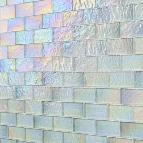 Sample-Splash Glacier White 2x4 Polished Glass Mosaic Tile Iridescent Tile Bathroom, White Glass Backsplash, Sea Glass Tile, Mermaid Tile, Glass Tile Bathroom, Iridescent Glass Tiles, Iridescent Tile, Affordable Tile, Glass Tile Backsplash