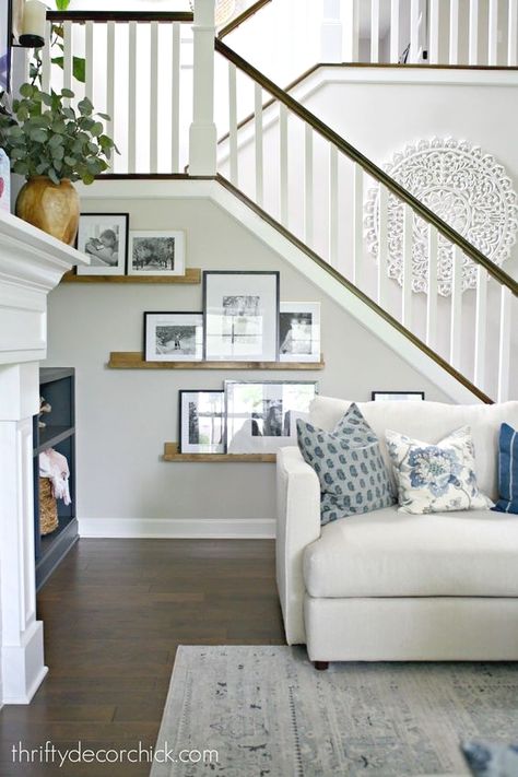 Pottery Barn Look, Thrifty Decor Chick, Stair Case, Farmhouse Living, New Wall, Home Decor Accessories, Decor Diy, Pottery Barn, The Wall