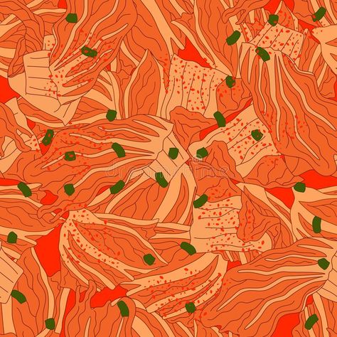 Kimchi Illustration Art, Fermentation Illustration, Korean Food Illustration Art, Kimchi Drawing, Kimchi Illustration, Korean Food Illustration, Korean Food Art, Korean Background, Korean Bento