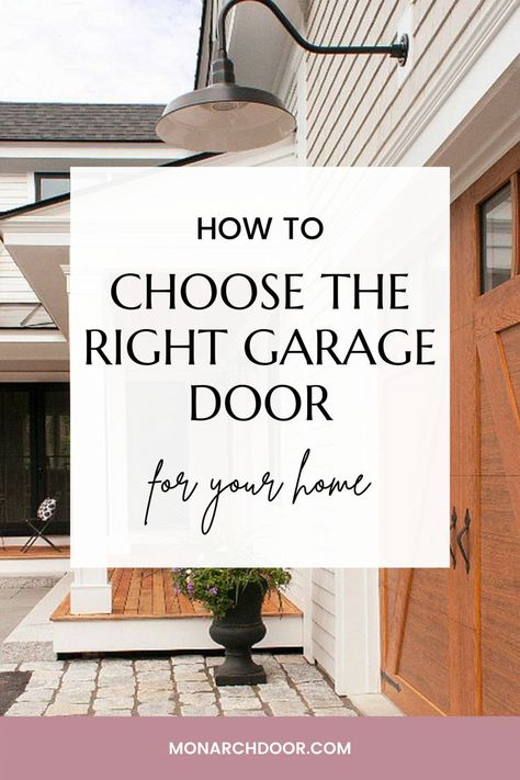 Need some tips for how to choose the right garage door for your home? Head to the link! #home #garagedoors #garageinspo #homerennovations #garagetrends Colonial Style Garage Doors, Sandstone Garage Door, Craftsman Garage Door Ideas, Brown Garage Doors Ideas, Pergola Above Garage Door, Garage Man Door, Pretty Garage Doors, Garage Doors Ideas, Brown Garage Door