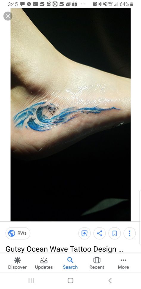 Watercolor Wave Tattoo, Ocean Wave Tattoo, Wave Tattoo Design, Watercolor Wave, Wave Tattoo, Tattoos With Kids Names, Shark Tattoos, Waves Tattoo, Foot Tattoo