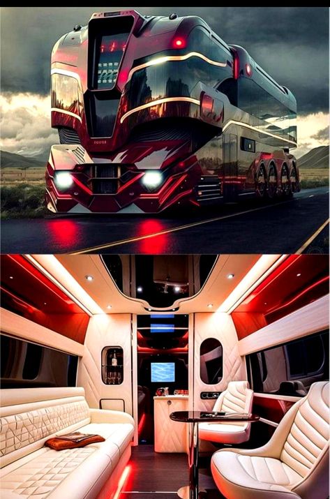 Futuristic Bus Interior, Modern Mobile Home, Futuristic Cars Interior, Amazing Home Office, Home Inside Design, Luxury Caravans, Modern Mobile Homes, Future Technology Concept, Future Concept Cars