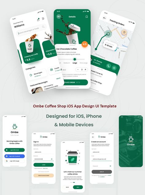 Modern Mobile App Design, Cafe App Design, Coffee Shop App Ui Design, Coffee App Design, Modern App Design, Drink App, App Design Ui, Order Coffee, Unique Website Design