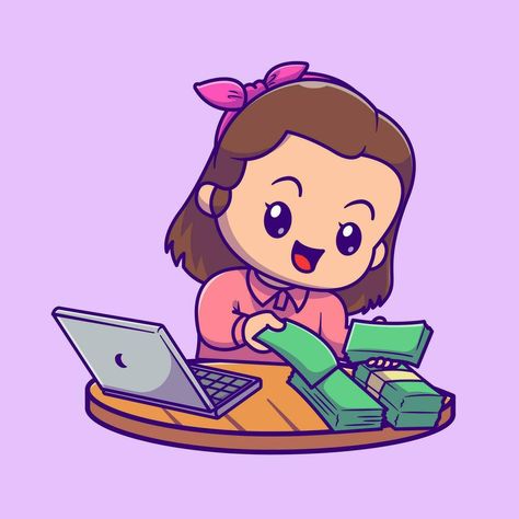 Cute Female Accountant With Laptop And Money Cartoon Vector Icon Illustration. People Business Icon Concept Isolated Premium Vector. Flat Cartoon Style Female Accountant, Money Cartoon, Illustration People, Vector Icons Illustration, Cute Cartoon Images, Creative Poster Design, Business Icon, Creative Posters, Illustration Character Design