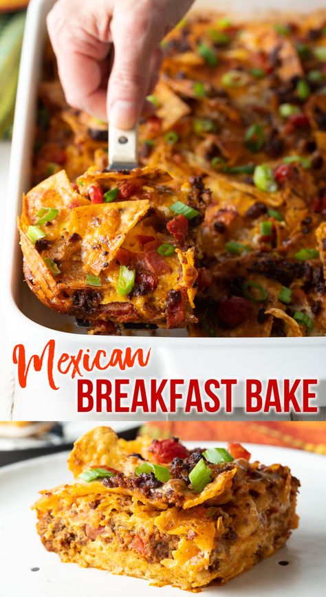 Mexican Breakfast Strata, Southwest Breakfast Casserole, Spicy Breakfast Ideas, Bfast Idea, Macy Blackwell Recipes, Mexican Egg Casserole, Mexican Brunch Ideas, Easy Mexican Breakfast, Chorizo Breakfast Casserole