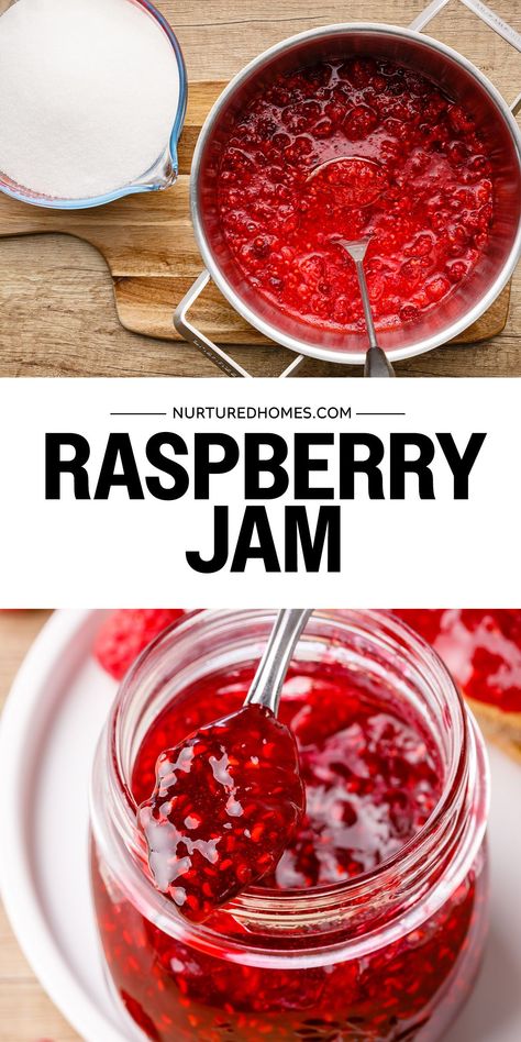 You need to try this super easy 2-ingredient refrigerator raspberry jam! This homemade jam recipe is so much better than anything you can get store bought and is a must-try. Jam Without Pectin, Refrigerator Jam, Canning Jam Recipes, Homemade Raspberry Jam, Raspberry Jam Recipe, Easy Jam, Easy Canning, Cranberry Jam, Jam Recipes Homemade