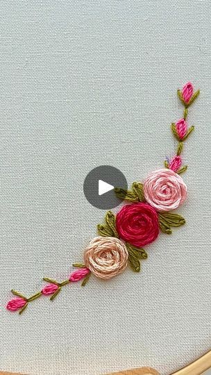 Embroidery Rose Designs, Bullion Roses Embroidery Design, Rose Flower Embroidery Designs, Rose Stitch Embroidery, Embroidery Simple Design, Embroidery Rose Pattern, Embroidery Stumpwork, Rose Pattern Design, Silk Ribbon Embroidery Tutorial