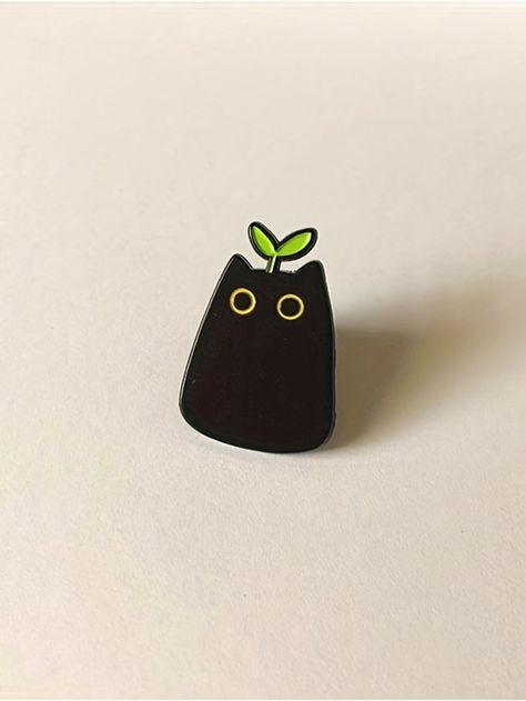 1pc Aluminum Alloy Grass & Black Cat Head Design Enamel Brooch, Creative & Cute Black Cat Anime Pin, Metal Painted Badge, Backpack/clothing Accessory, Animal Theme Jewelry DecorationI discovered amazing products on SHEIN.com, come check them out! Cute Anime Design, Black Cat Anime, Brooch Fashion, Cat Enamel Pin, Backpack Pins, Embellished Bags, Bag Badges, Animal Bag, Enamel Badges