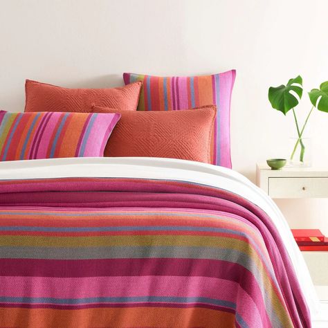 Shop Pilar Stripe Blanket at Burke Decor today. Quick ship and free shipping available for select items in the US. International shipping available. Moroccan Bed, Bed Dressing, Stripe Bedding, Stripe Blanket, Colorful Bedding, Pine Cone Hill, Top Of Bed, Annie Selke, How To Dress A Bed