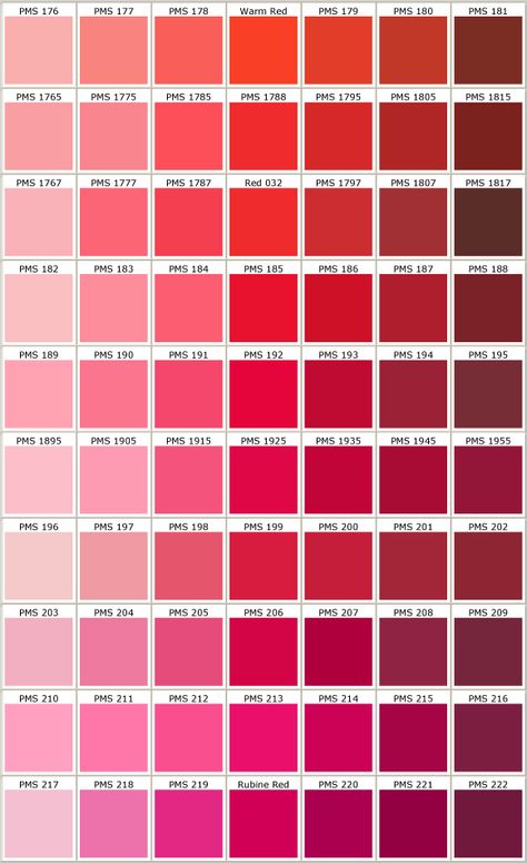 Red Color Chart, Pantone Chart, Pantone Color Chart, Colour Swatches, Pantone Colour Palettes, Color Mixing Chart, Color Palette Challenge, Skin Color Palette, Newspaper Printing