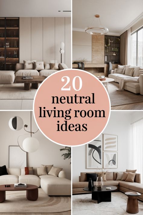 20 neutral living room ideas in a collage of elegant, minimalistic interiors. Korean Bedroom Ideas, Neutral Living Room Ideas, Timeless Living Room, Timeless Simplicity, Serene Environment, Sophisticated Decor, Neutral Living Room, White Living Room, Stylish Living Room