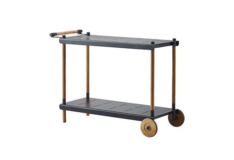 Cane-line Frame Tea Trolley in lava grey Wood Cart, Modern Bar Cart, Aluminum Shelves, Materials And Structures, Tea Trolley, New Bedroom Design, Heirloom Furniture, Serving Cart, Modern Outdoor Furniture