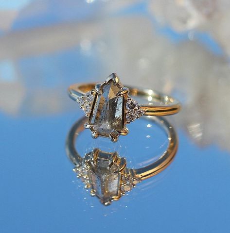 Yuliya Chorna Jewellery on Instagram: “Shield Diamond Ring in her icy world💎Can’t wait to create more little worlds for my upcoming batch of one-of-a-kind rings📸Will be…” Jewellery Diamond, Alternative Bride, Diamond Crown, Geometric Ring, Ring Ideas, Engagement Ring Cuts, Salt And Pepper Diamond, Rings Wedding, Fine Jewellery