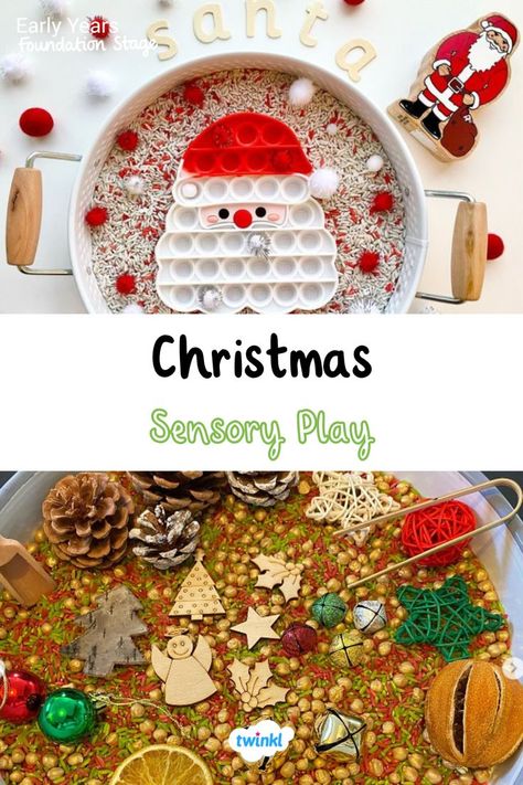 Take some inspiration from these lovely christmas sensory play ideas! For more christmas sensory bins, christmas sensory bottles and bags click on the pin. Special thanks to @sprinkle_the_fun @ourplaydaze for these christmas sensory activities. Nativity Sensory Play, Christmas Sensory Tray, Eyfs Christmas Activities, Christmas Sensory Bottles, Christmas Sensory Activities, Nursery Room Ideas Childcare, Christmas Sensory Play, Christmas Eyfs, Eyfs Christmas