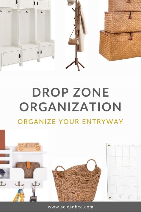 A drop zone is a designated space in a house used to organize all the things that need to come off when you get home. Think shoes, sunglasses, and backpacks. A drop zone provides a designated home for everyone to shed their outdoor gear without cluttering hallways and countertops with lunch boxes and mail. Drop Zone Organization, Drop Zones, Mail And Key Holder, Mid Century Console, Storage Cubby, Console Table With Drawers, Drop Zone, Woven Baskets Storage, Wall Key Holder